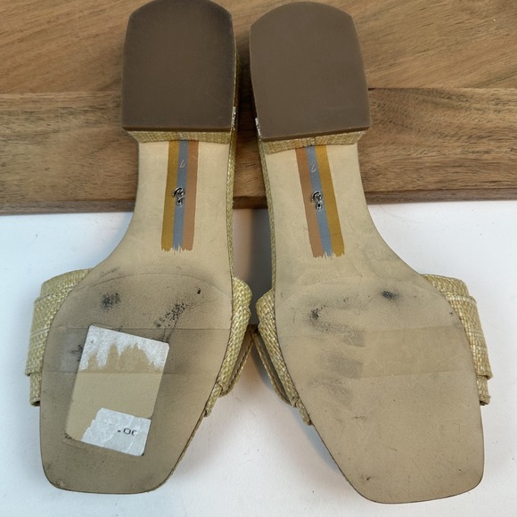 Womens Sam Edelman Deacon Bead Beige Weave Heeled Slide Sandals Size 7 M - Picture 7 of 8